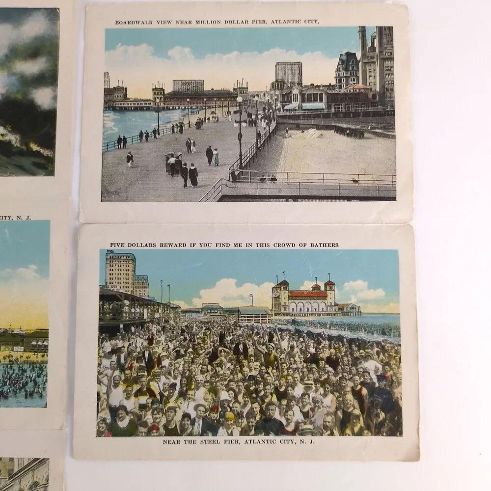 Atlantic City New Jersey‎ Fold-Out Postcards Early 1900s Hotel Elephant Bathing+